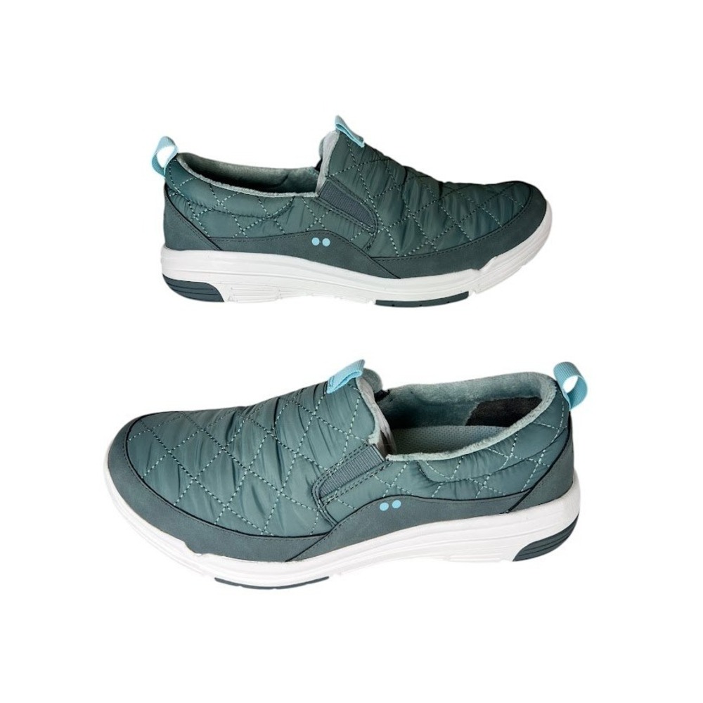 Ryka Echo Puff Water Repellent Slip On Sneakers Teal Green Quilted Womens 11W‎